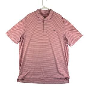 Vineyard Vines Performance Polo Shirt Mens XL Pink Striped Golf Whale Stretch